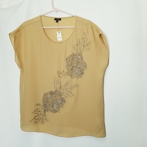 Talbots Large Blouse Gold Beaded With Rhinestones. NWT - Picture 10 of 16